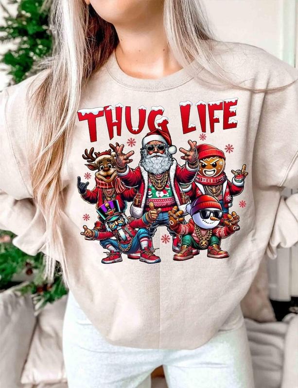 Thug Life Christma Santa Reindeer Thug Life Snowman , GingerBread , Funny Christmas Sweatshirt Shirt Hoodie
