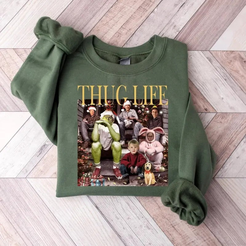 Thug Life Christmas Shirt, Christmas Sweatshirt,Christmas Movie Shirt, Christmas Friends Shirt, Christmas Gifts for Women...