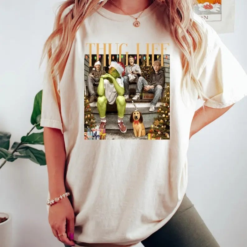 Thug Life Griinchmas Tshirt, Christmas Thug Life Sweatshirt, Retro Thug Life Movie Stars Shirt Hoodie | PrintMintTees.com