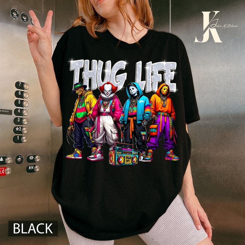 Thug Life Horror Movie Shirt, Halloween Horro Ver 4 Halloween Shirt, Halloween Scary Movies Shirt, Funny Horror Killers...