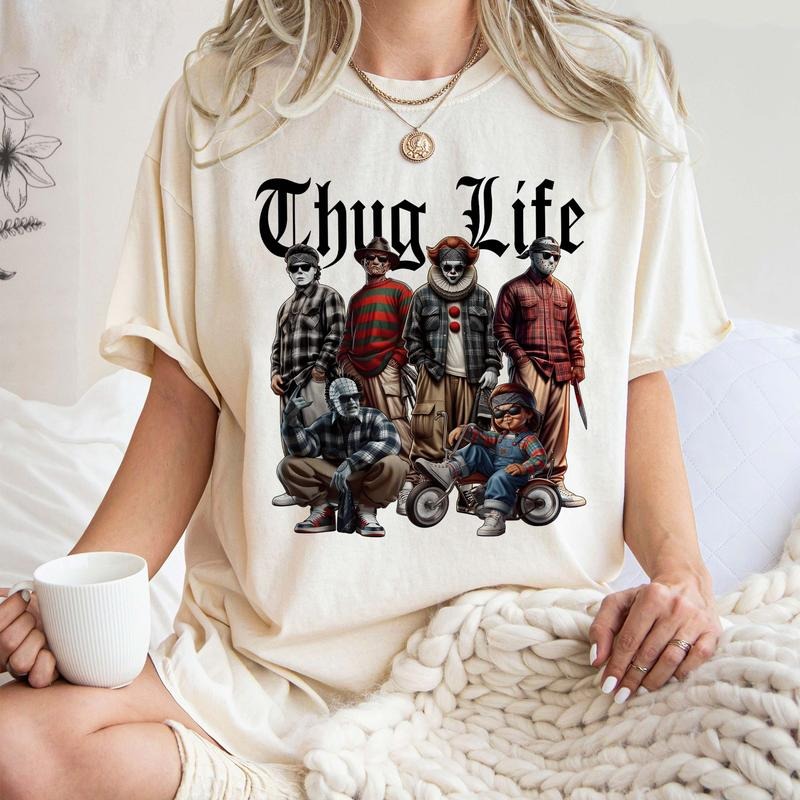 Thug Life Horror Movie Shirt, Thug Life Horror Movie Characters Halloween Costume, Movie Killers Shirt, Series Killer...