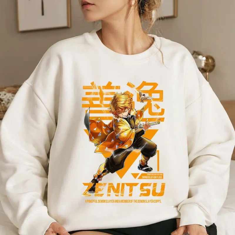 Thunder Breathing DM Characters Shirt Crewneck Hoodie, Anime Otaku Shirt Comfort Cotton Sweatshirt | PrintMintTees.com
