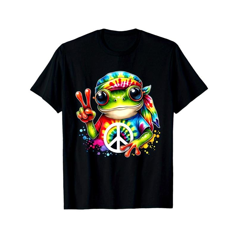 Tie Dye Frog Peace Sign Hippie T-Shirt made in usa Hoodie Sweatshirt | PrintMintTees.com