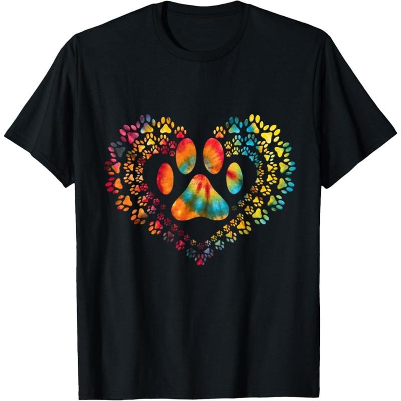 Tie Dye Love Dog Paw Print Heart Animal Lover T-Shirt.made in usa Hoodie Sweatshirt | PrintMintTees.com