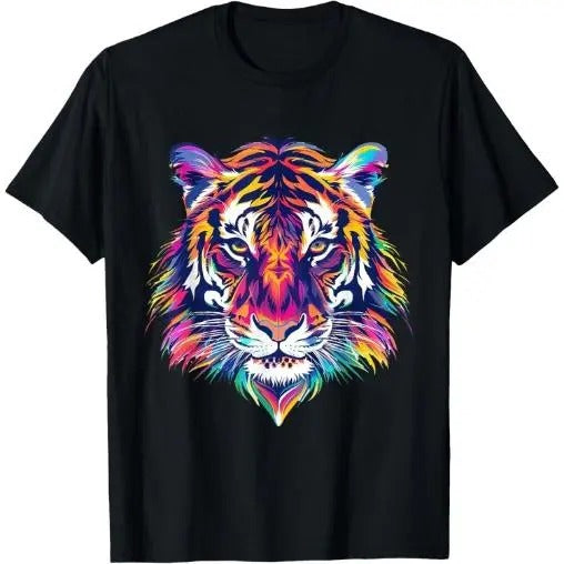 Tiger Face Wild Animal Colorful Tiger for Women Men Kids T-Shirt Made in USA Hoodie Sweatshirt | PrintMintTees.com