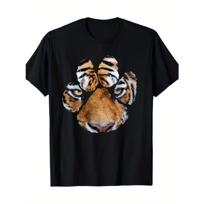 Tiger Paw Print Animal Cotton T-Shirt Made in USA Hoodie Sweatshirt | PrintMintTees.com