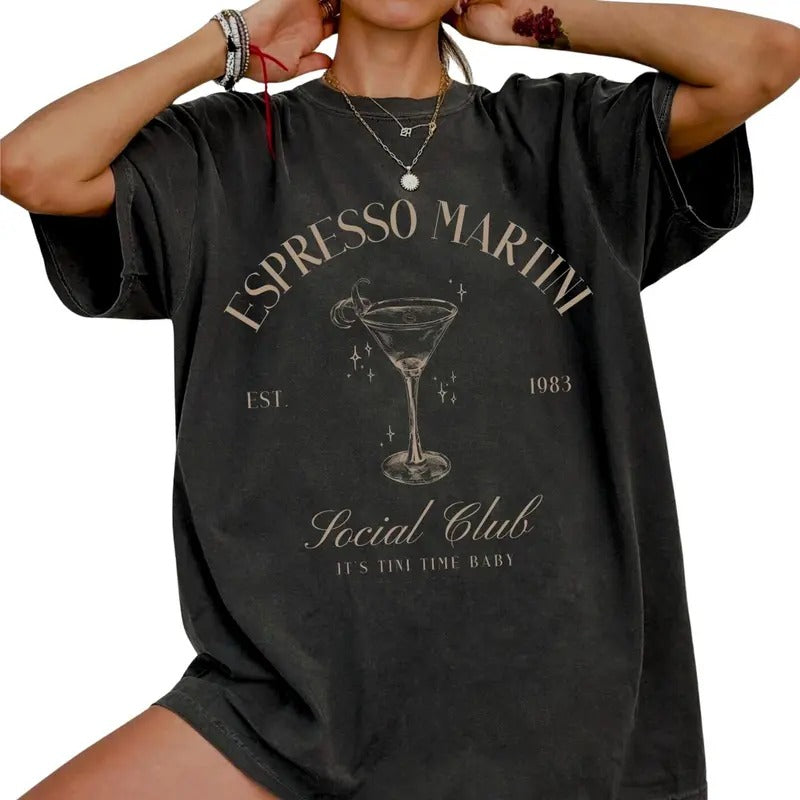 Tini Time Espresso Martini Shirt by Social Club Clothing - Retro Signature Cocktail Funny Drinking Tee