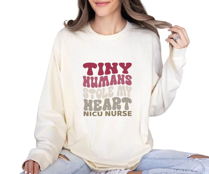 Tiny Humans Stole my Heart NICU Nurse Comfort colors Tee shirt Hoodie Sweatshirt | PrintMintTees.com