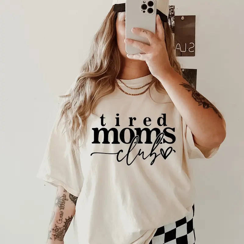 Tired Moms Club Shirt, Comfort Colors, Christmas Coquette Shirt, Women's Holiday Tee, Casual Comfy Graphic Hoodie Sweatshirt