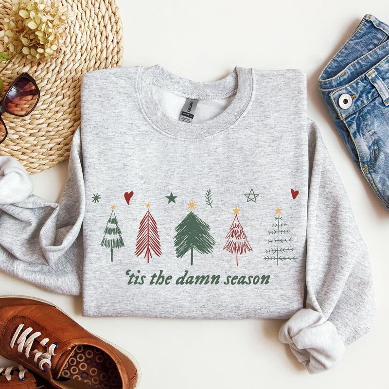 Tis Damn Season Trees Hearts Stars Crew Neck Shirt Hoodie Sweatshirt