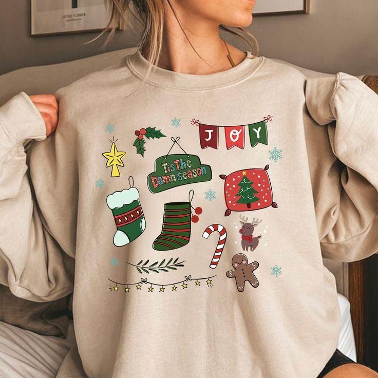Tis The Damn Season Christmas Tree Sweatshirt, Merry Christmas Sweatshirt, Holiday Party Sweater, Christmas Tree...