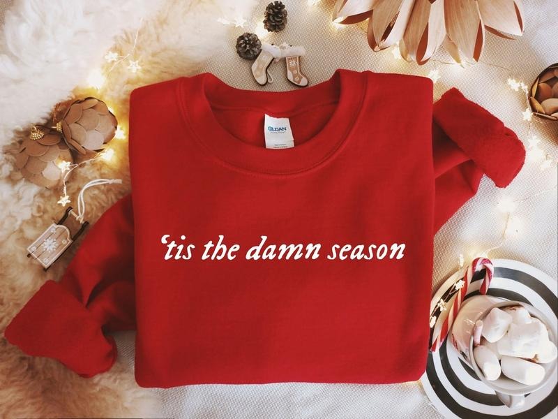 Tis The Damn Season Sweatshirt, Christmas Sweatshirt, New Year Sweatshirt, Women Christmas Sweater, Christmas Gift,...