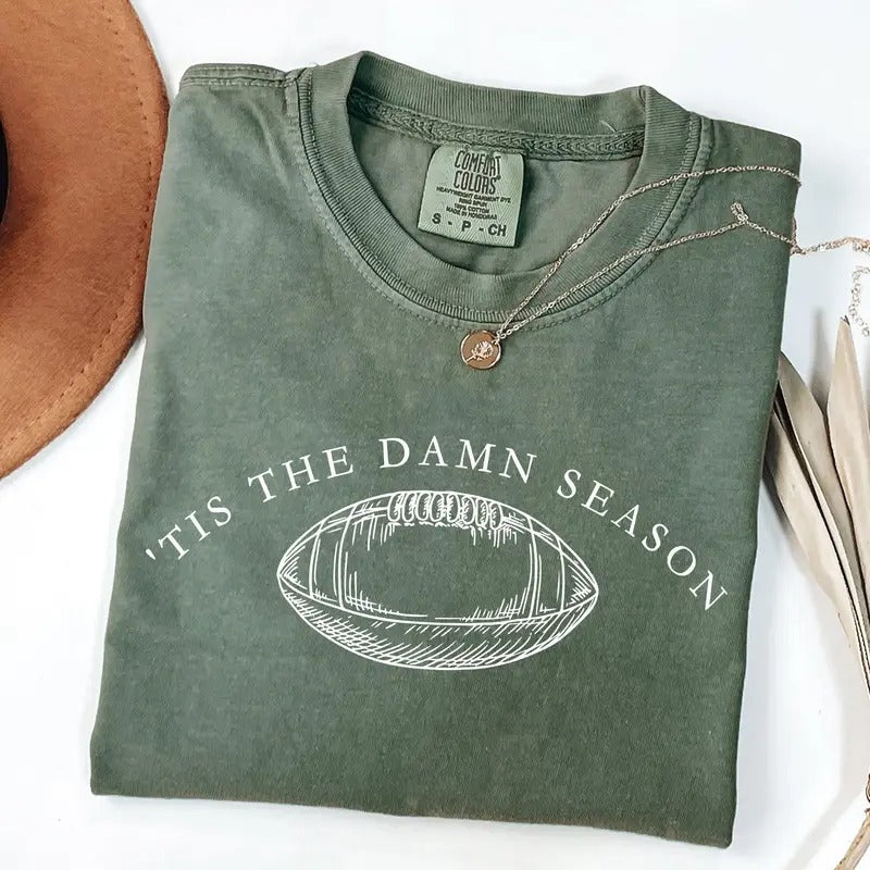 Tis The Damn Season, Football, Sports, Game Day, Big Game, Touchdown, Tailgate Party Tshirt, Women's Comfort Colors...
