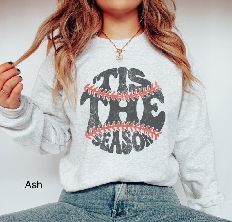 Tis The Season Baseball Sweatshirt, Retro Baseball Mom Shirt, Baseball Player Shirt, Game Day Shirt, Baseball Sweatshirt,...