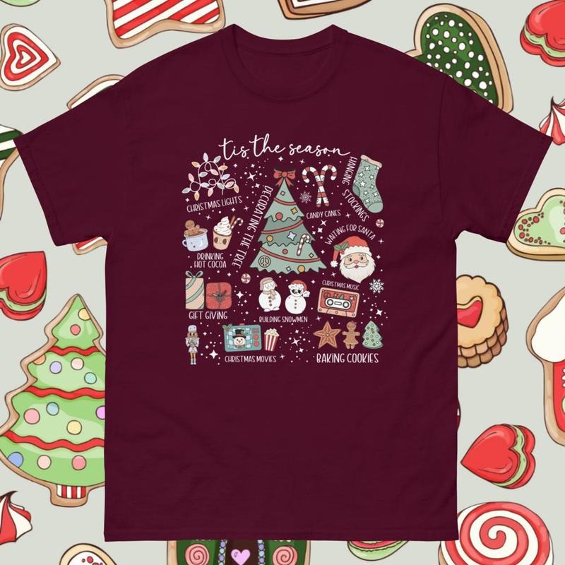 Tis The Season Christmas Doodles Gildan Tshirt