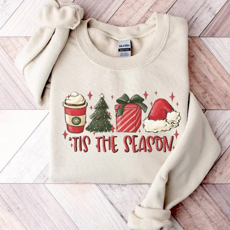 Tis The Season Christmas Shirt Christmas Coffee Shirt Drinking, Gift, Merry Christmas Shirt Hoodie Sweatshirt