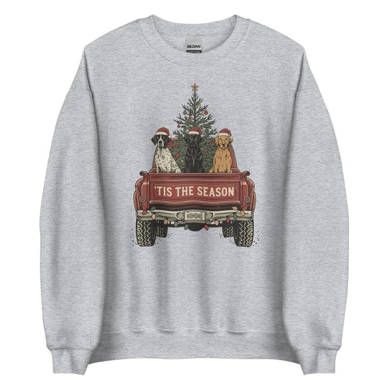 Tis The Season Old Truck Graphic Crewneck Sweatshirt Shirt Hoodie | PrintMintTees.com