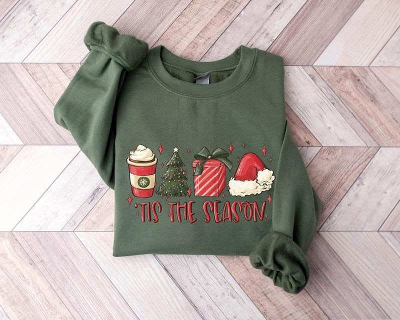 Tis The Season Sweatshirt,  Merry Christmas Shirt, Christmas Sweatshirt Cotton Menswear Hoodie | PrintMintTees.com