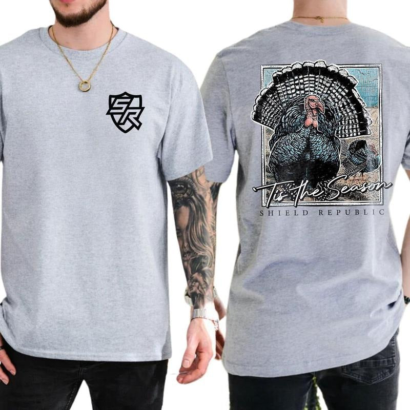 Tis The Season Turkey Shield Republic Shirt Soft Fabric Short Sleeve Shirt Hoodie Sweatshirt | PrintMintTees.com