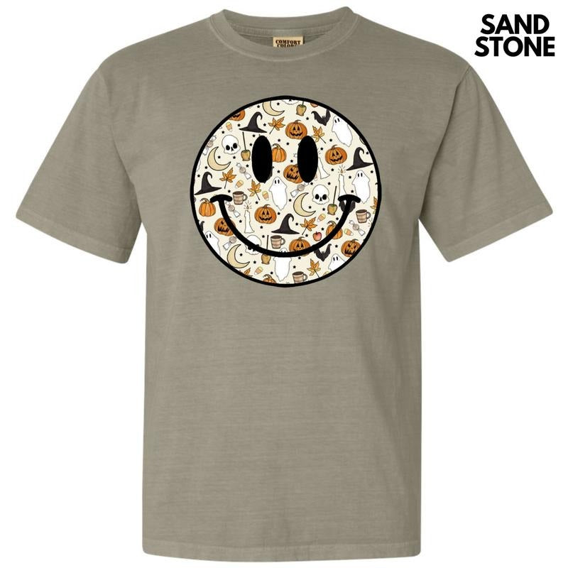 Toil & Trouble Halloween Happy Face Comfort Colors T-Shirt 'NLB' Hoodie Sweatshirt | PrintMintTees.com
