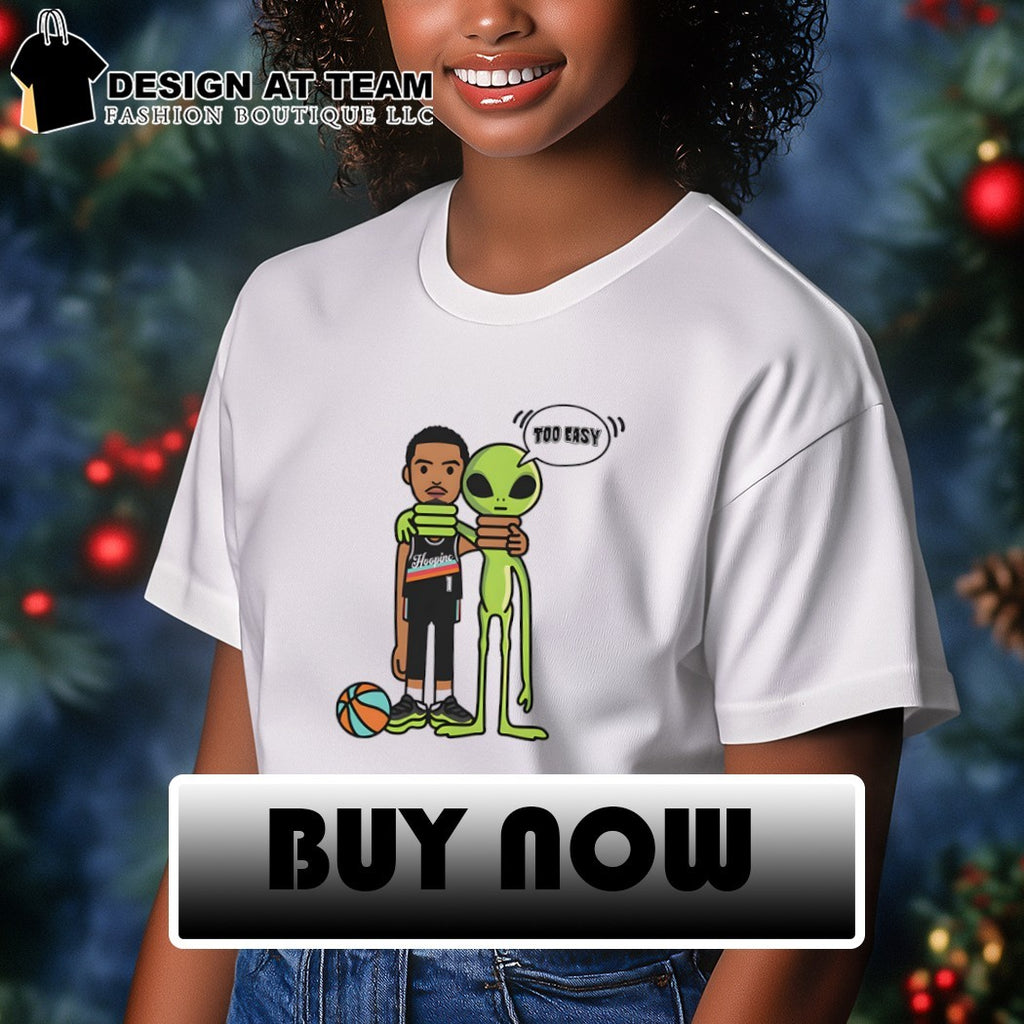 Too Easy Victor Wembanyama vs The Alien shoulder each other San Antonio Spurs NBA 2026 Basketball shirt