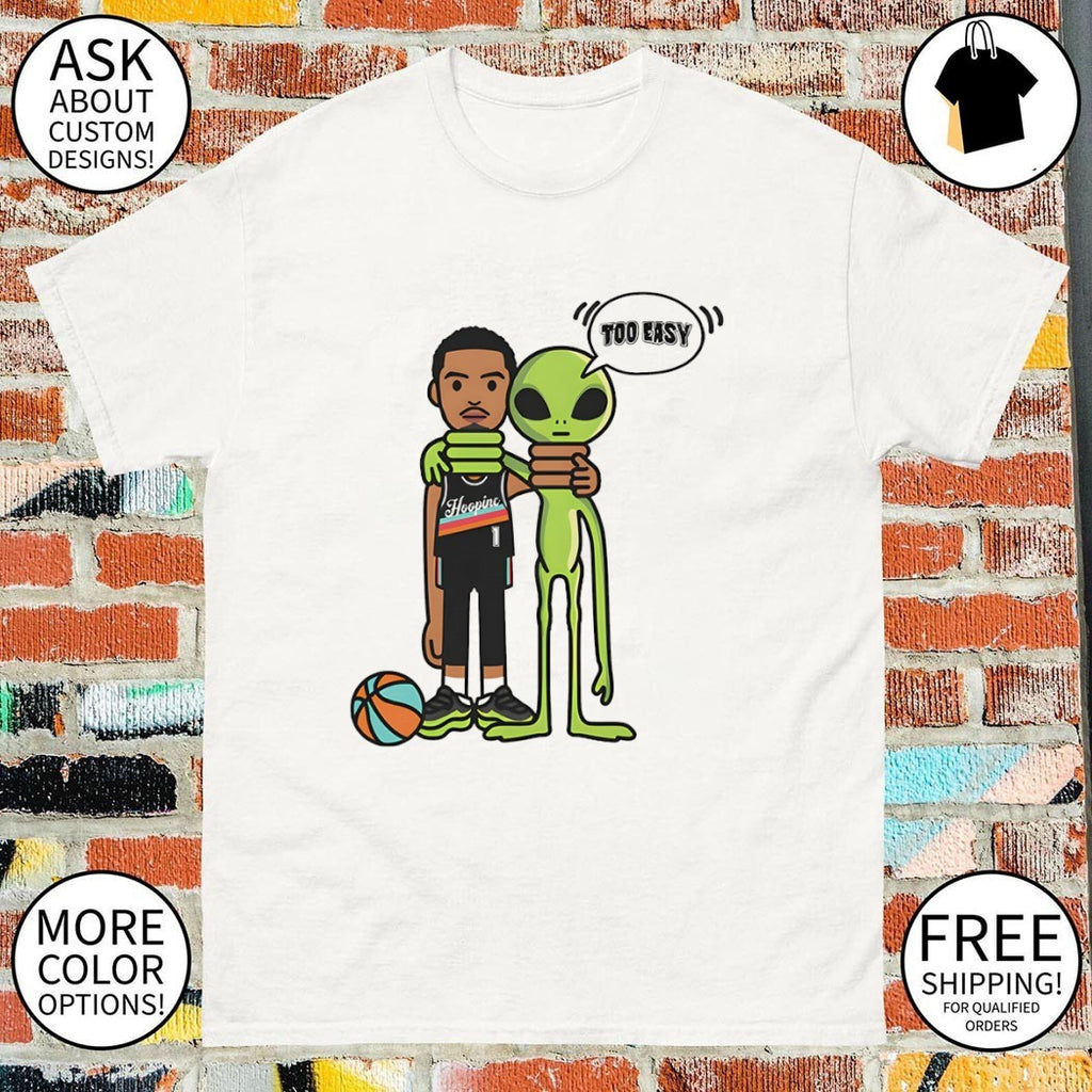Too Easy Victor Wembanyama vs The Alien shoulder each other San Antonio Spurs NBA 2026 Basketball shirt
