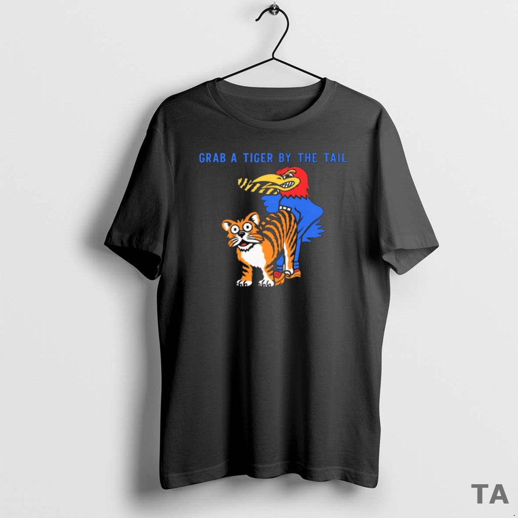 Top 2025 Grab A Tiger By The Tail Kansas Jayhawks Vs Missouri Tigers T-Shirts, Hoodie, Sweatshirt | PrintMintTees.com