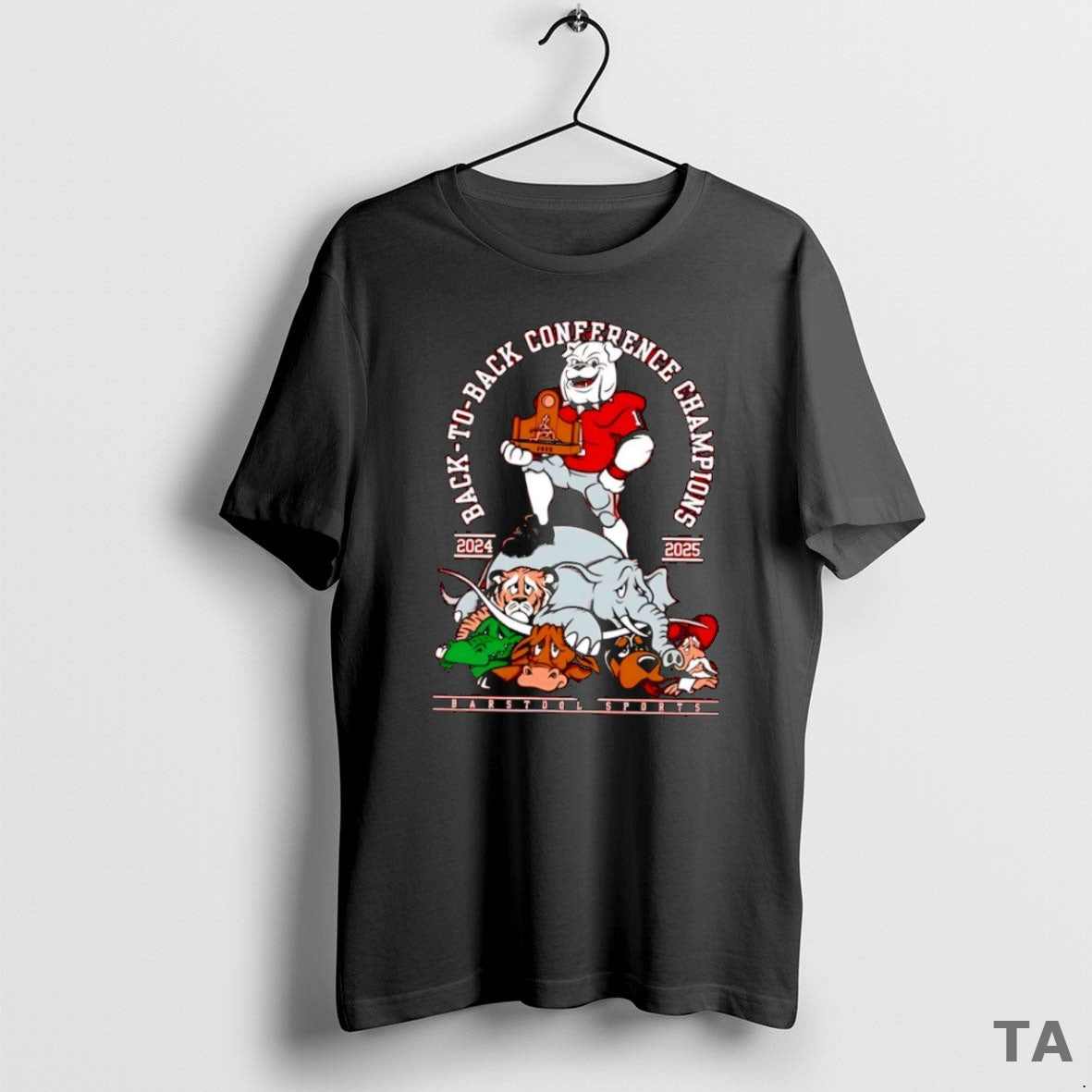 Top Georgia Bulldogs 2024 2025 Back To Back Conference Champions Mascot T Shirt Sweater Hoodie, Sweatshirt