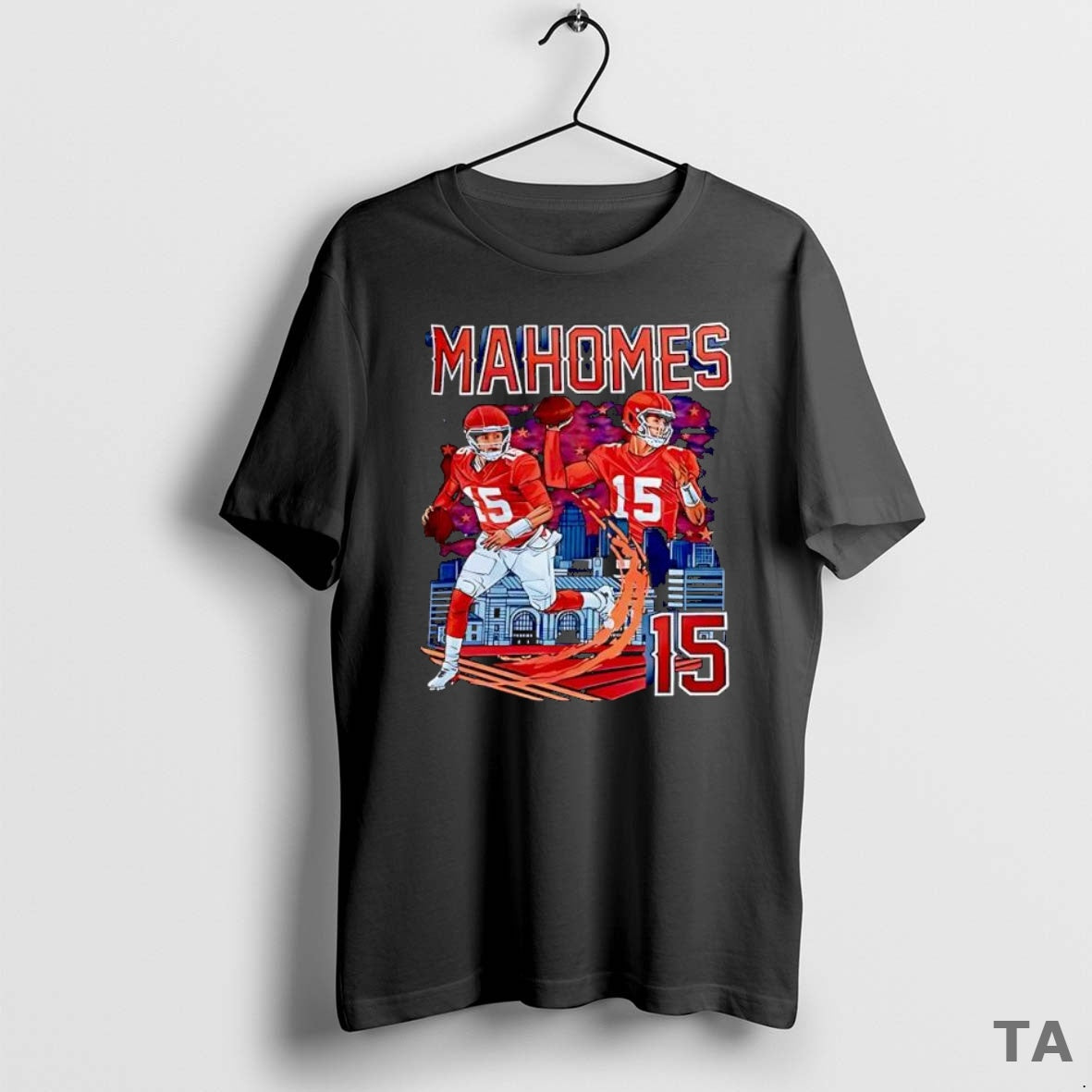 Top Kansas City Chiefs Patrick Mahomes 15 Player Graphic Skyline T Shirt Sweater Hoodie, Sweatshirt | PrintMintTees.com