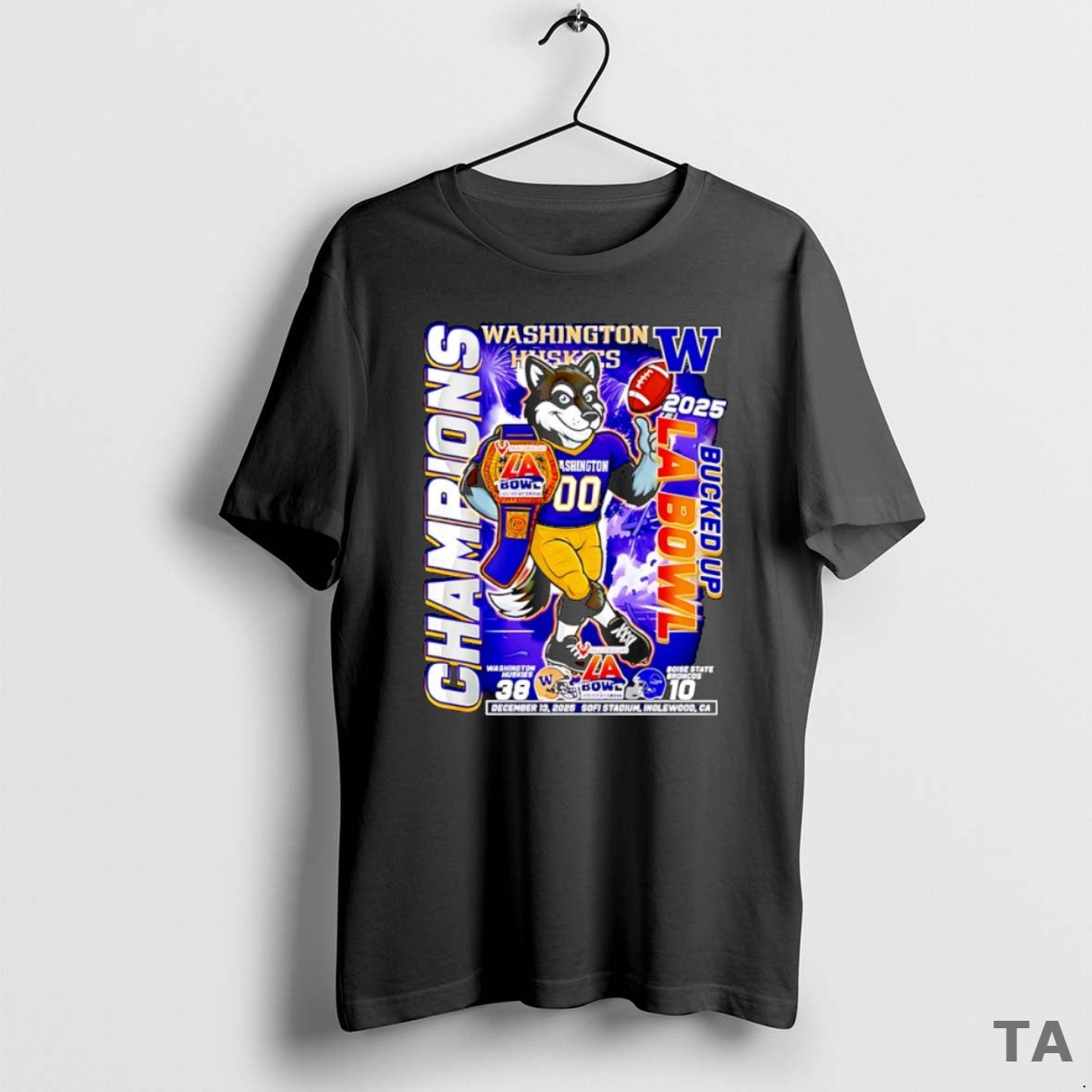 Top Washington Huskies Bucked Up La Bowl Champions 2025 Mascot T Shirt Sweater Hoodie, Sweatshirt | PrintMintTees.com