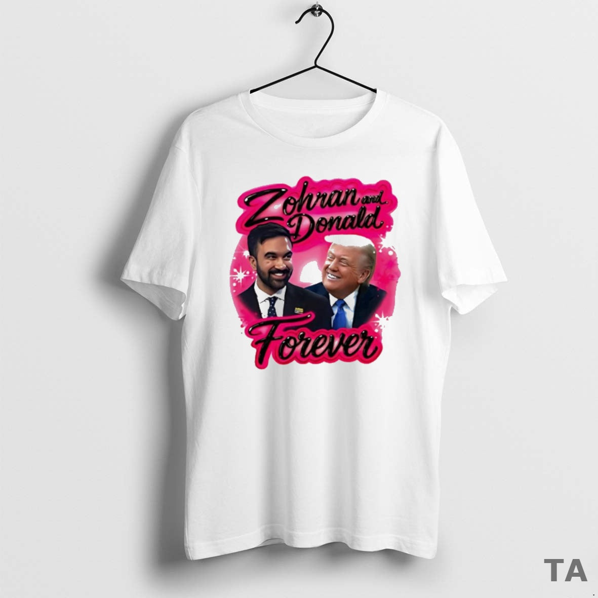 Top Zohran Mamdani And Donald Trump Forever Airbrush T Shirt Sweater Hoodie, Sweatshirt | PrintMintTees.com
