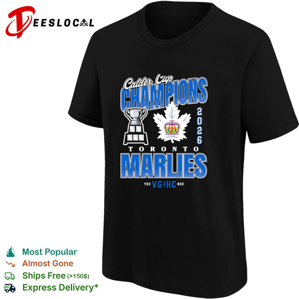 Toronto Marlies Calder Cup champions 2026 trophy leaf shirt