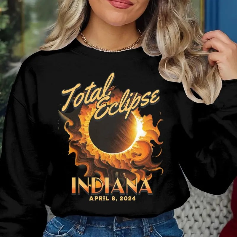 Total Eclipse 2024 Indiana T-Shirt, Indiana Eclipse, Astronomy Gift, Path to Totality, Eclipse Gift, Solar Eclipse T,...
