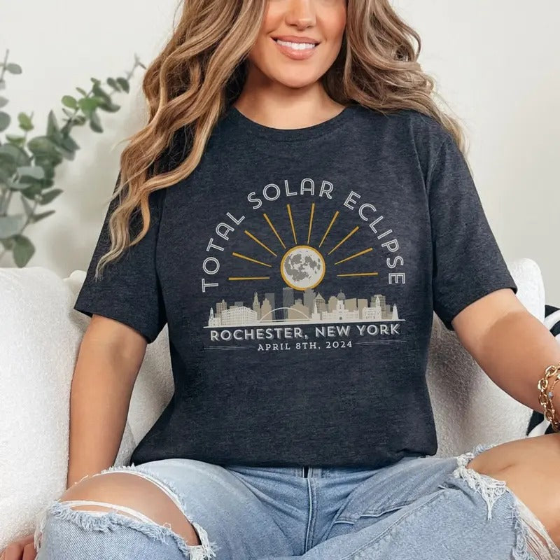 Total Solar Eclipse Shirt, April 8th 2024 Rochester New York Eclipse Tshirt, Astronomy Teacher Gift, Eclipse Souvenir,...