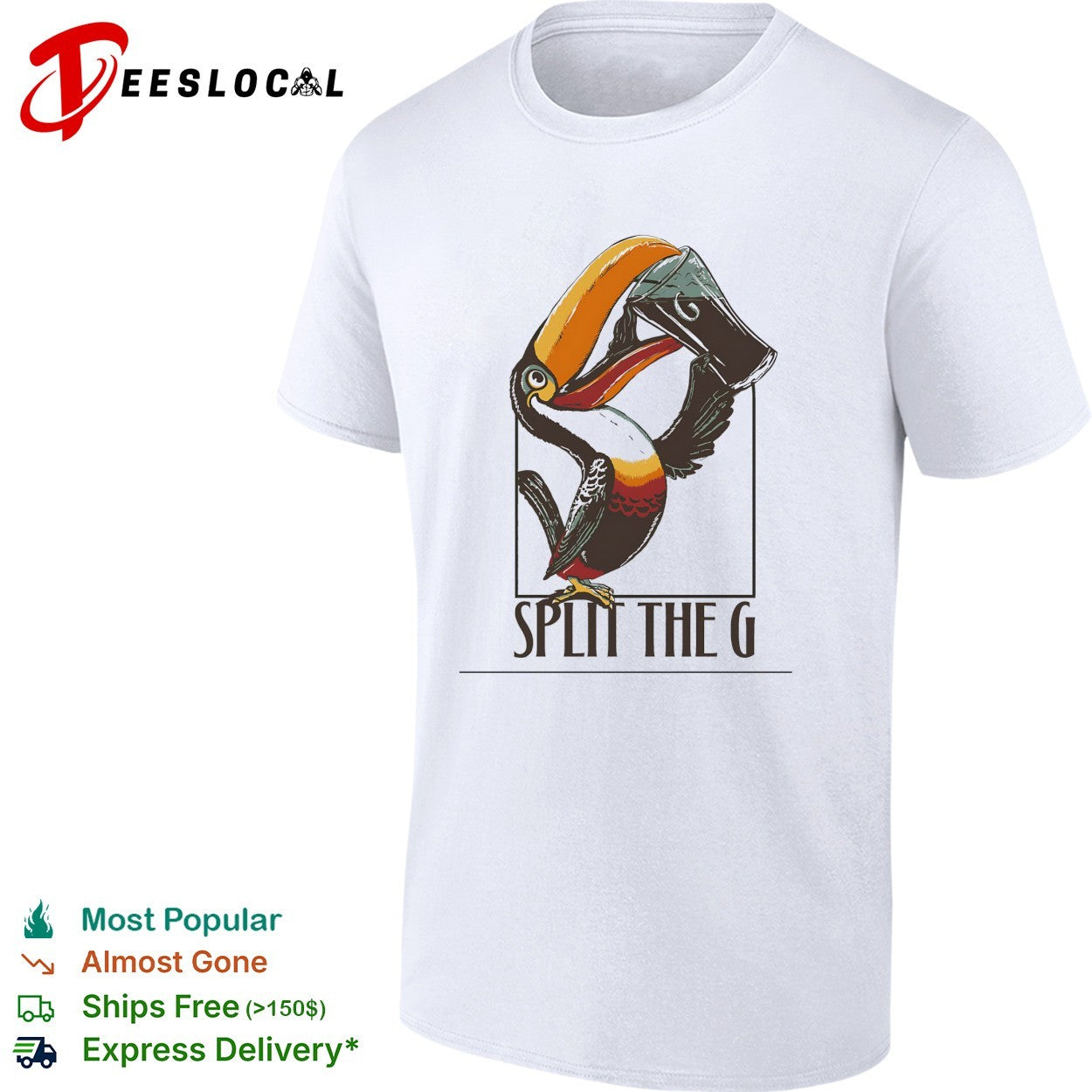 Toucan holding beer split the G shirt