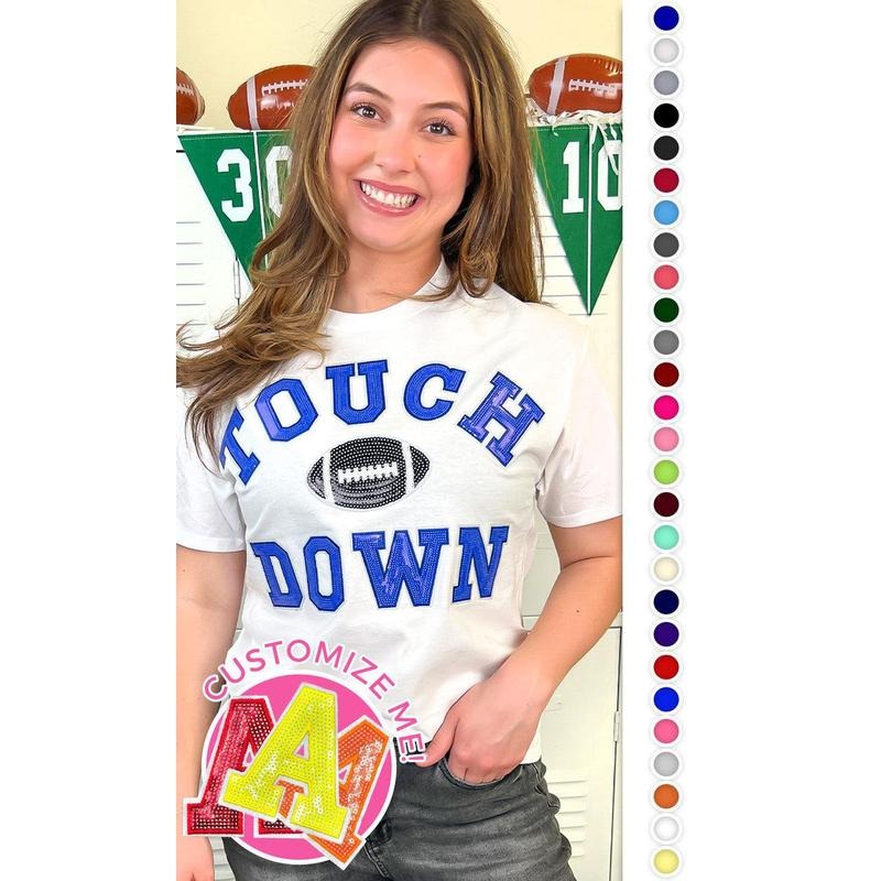 Touch Down Sequin Graphic T-Shirt Hoodie Sweatshirt | PrintMintTees.com