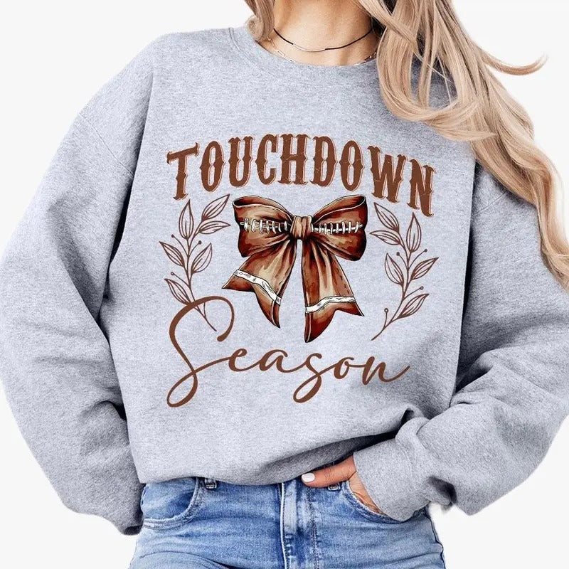 Touchdown Season Coquette Shirt, Coquette Football Sweatshirt, Football Mom Shirt, Football Mama, Fall Coquette Bow...