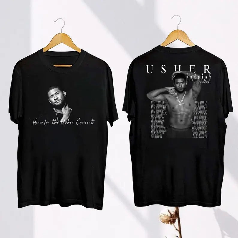Tour 2024 Ussher Past Present Future Shirt, Usherr Concert 2024 Shirt, Usher Fan Gift, Ussher 90s Vintage Shirt Cotton...