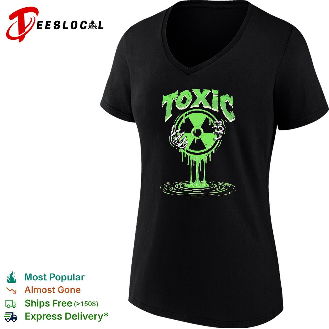 Toxic radioactive skeleton hand shirt