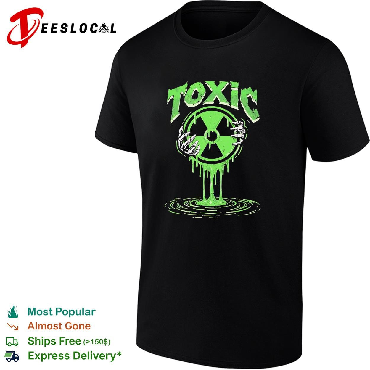 Toxic radioactive skeleton hand shirt