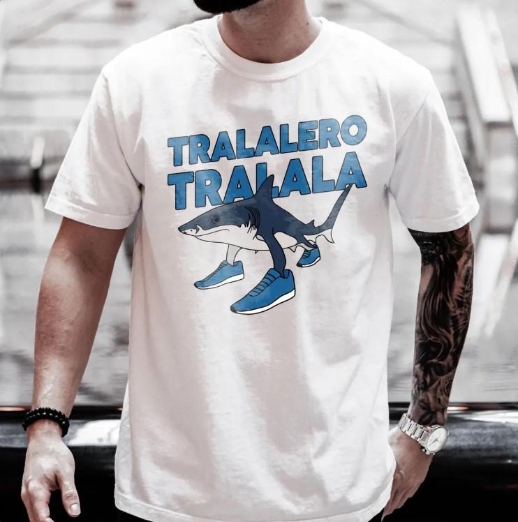 Tralalero Tralala Funny Shark Meme Shirt, Brain Rot Shirt, Unhinged Shirt, Funny Meme Classic Cotton Fabric Menswear...
