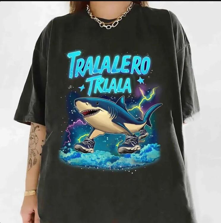 Tralalero Tralala Funny Shark Meme T-shirt, Brain Rot Tee, Stupid Gifts, Unhinged shirt Cotton Fabric Hoodie Sweatshirt