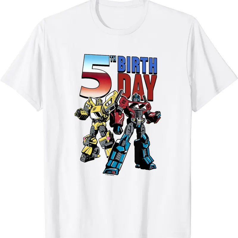 Transformers 5Th Birthday Optimus Prime And Bumblebee Poster T-Shirt Hoodie Sweatshirt | PrintMintTees.com