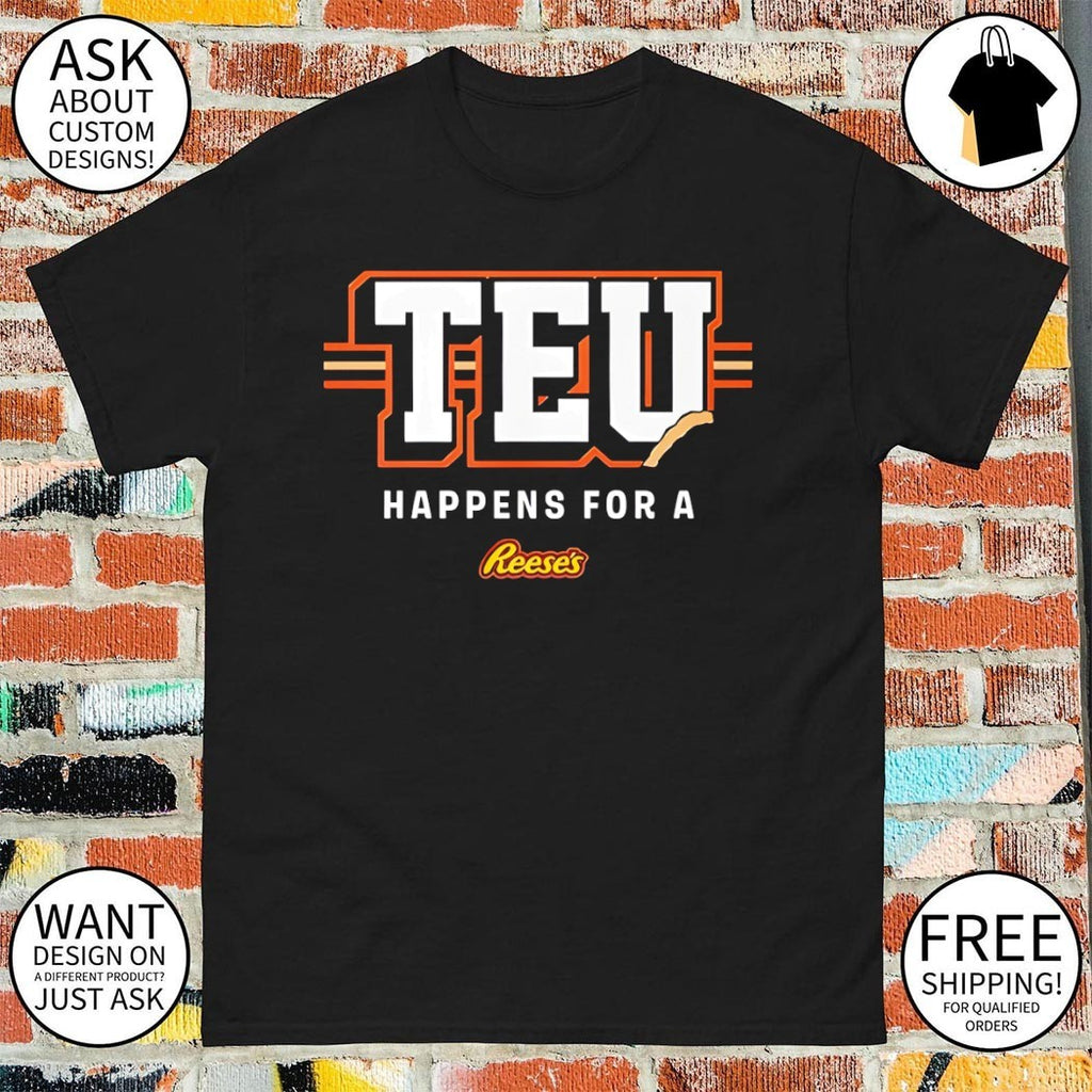 Travis Kelce with TEU Happens for a Reese’s shirt