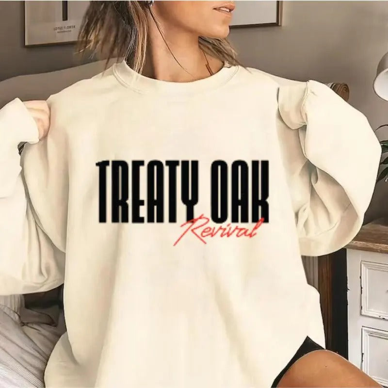 Treaty Oak Revival Sweatshirt, Featuring bold lettering design, perfect for music lovers and street style, unisex...