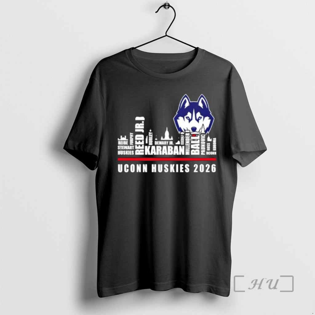 Trending 2026 Uconn Huskies All Names City Skyline T-Shirts, Hoodie, Sweatshirt | PrintMintTees.com