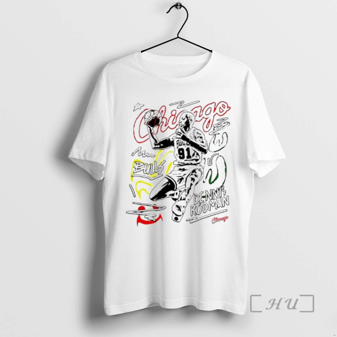 Trending Dennis Rodman Chicago Bulls Chalked Up Signature T-Shirts, Hoodie, Sweatshirt | PrintMintTees.com