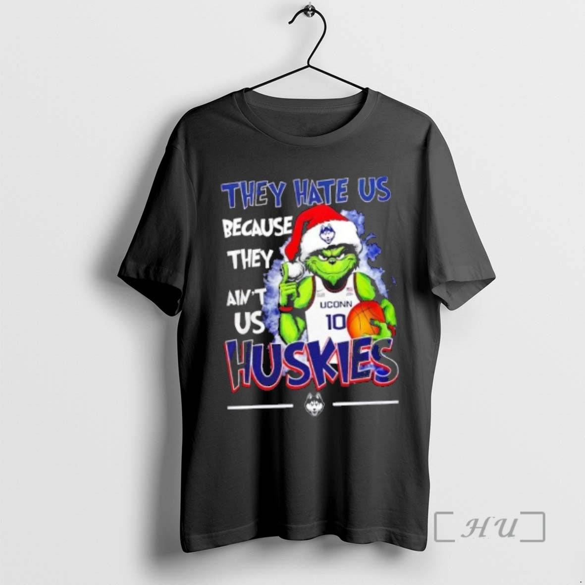 Trending Grinch They Hate Us Because They Aint Us Uconn Huskies Mens Basketball 2 Sided T-Shirts, Hoodie, Sweatshirt