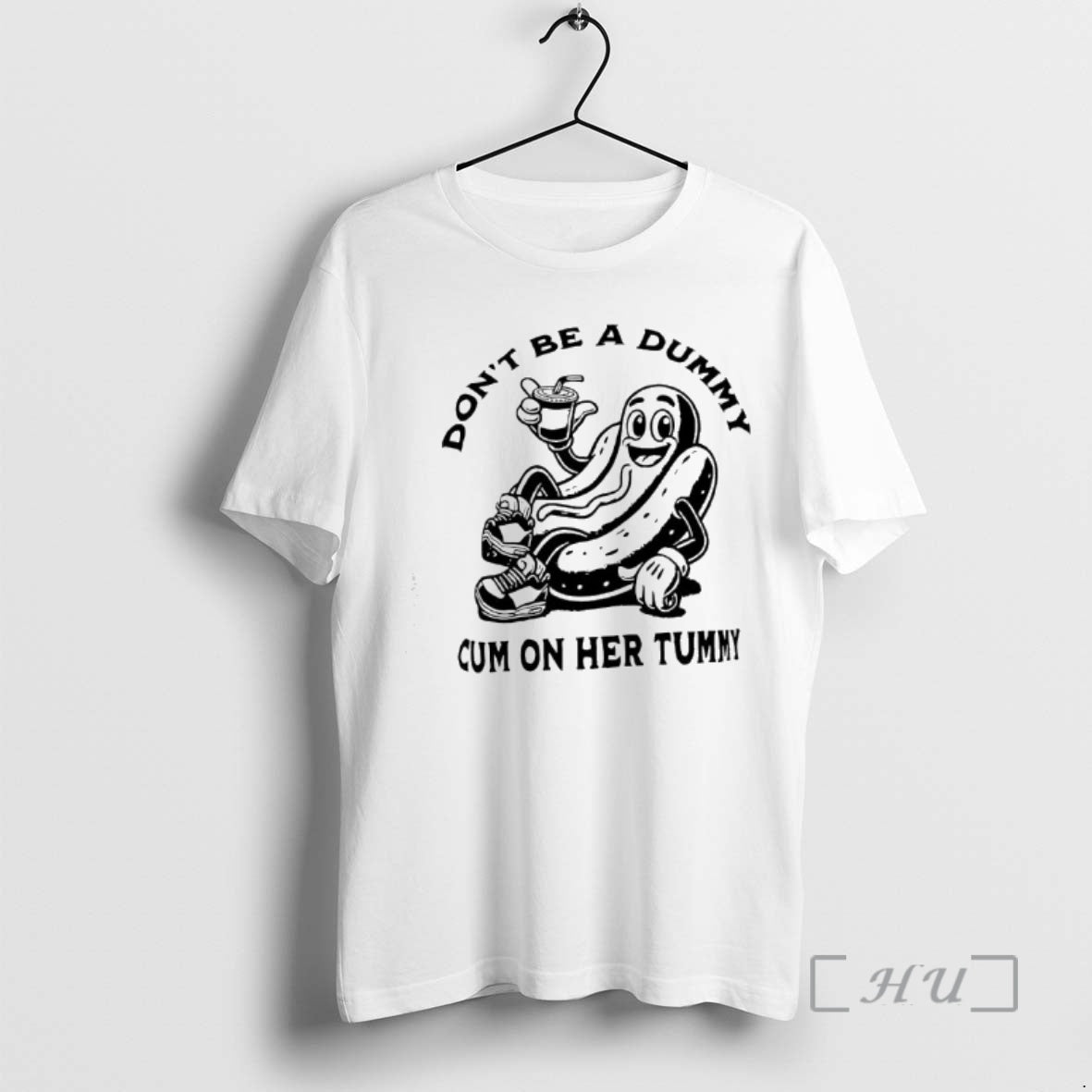 Trending Hotdog Dont Be A Dummy Cum On Her Tummy T-Shirts, Hoodie, Sweatshirt | PrintMintTees.com