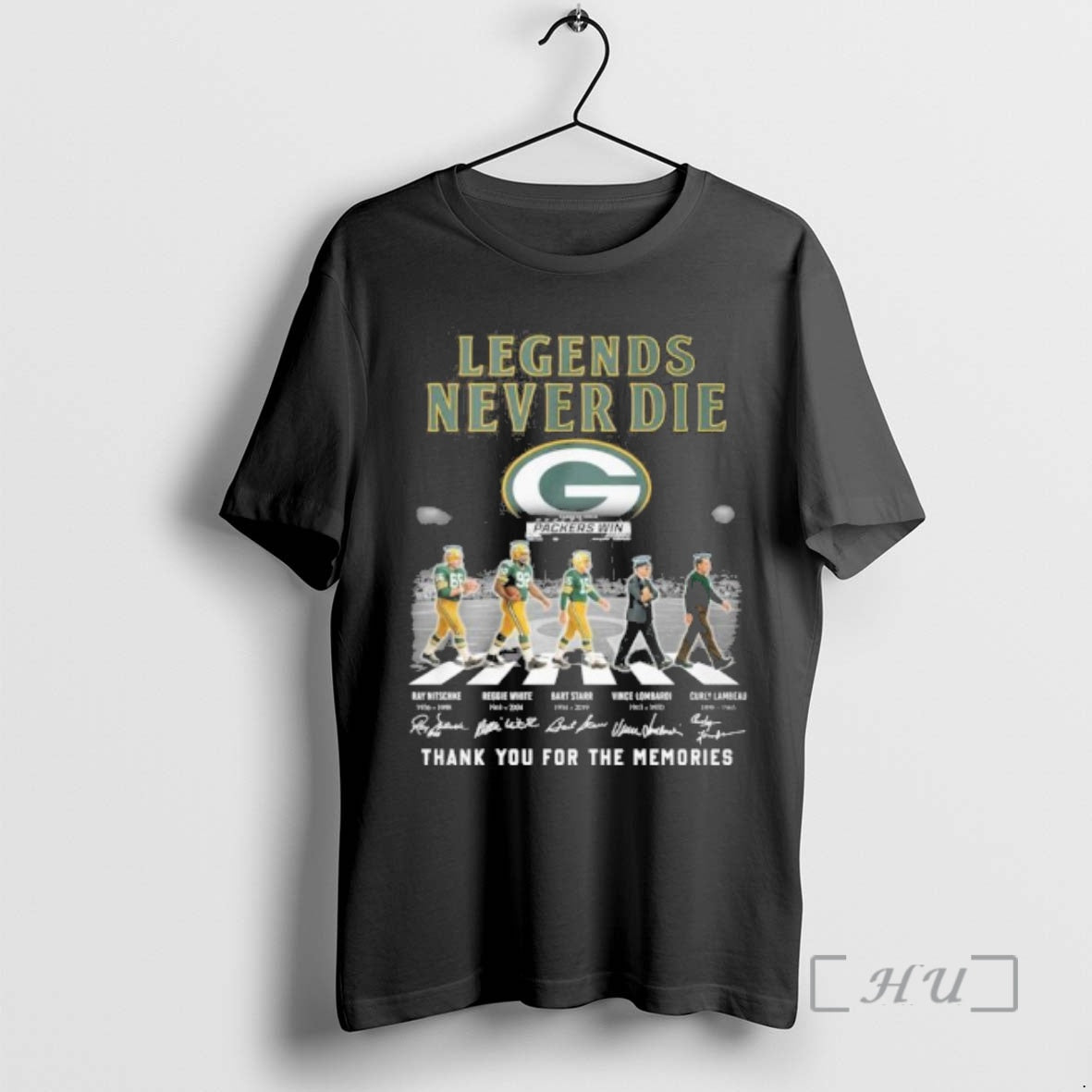 Trending Legends Never Die Green Bay Packers Abbey Road T-Shirts, Hoodie, Sweatshirt | PrintMintTees.com